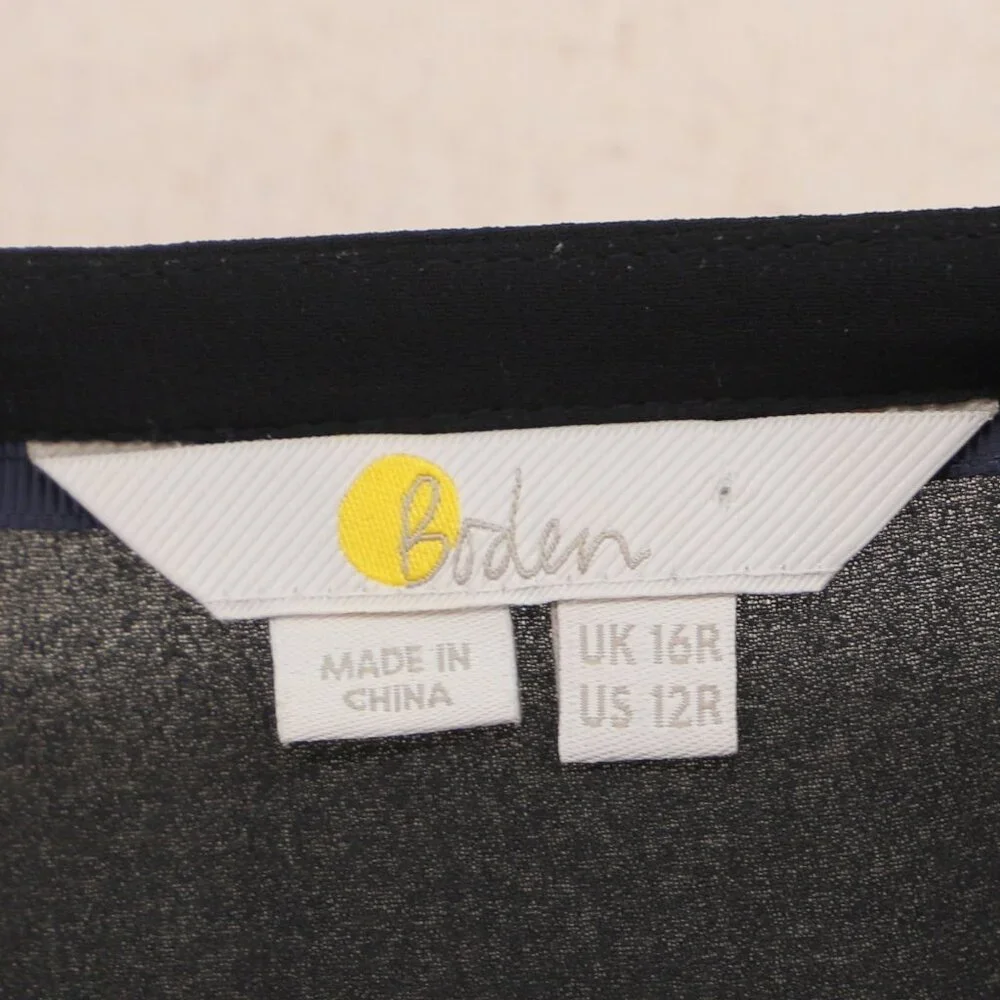 BODEN Elise Midi Dress in Black Draped Georgette Ruffle Notch Neck Size 12 - Picture 8 of 9